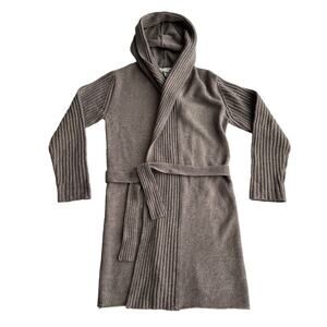 Bryn Walker Wool Angora Cashmere Blend Beige Hooded Belted‎ Cardigan Sweater S